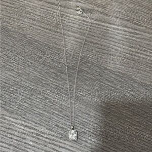 WHITE CRYSTAL EMERALD PENDANT NECKLACE